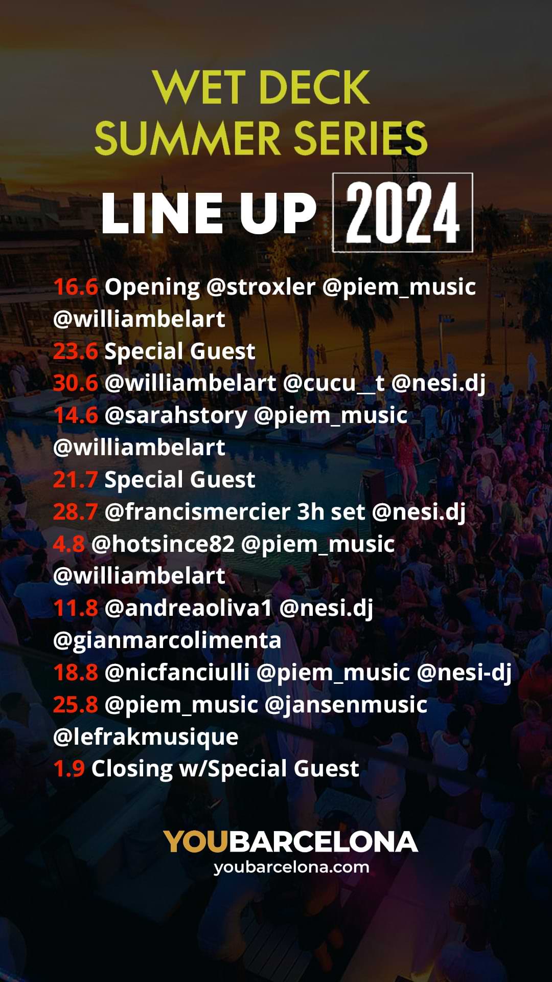 line up wet deck 2024 hotel w